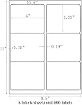 9527 Product 6 up 3-1/3" x 4" Sticker Labels, Printable Sticker Paper, Etiquettes Autocollante, Shipping Address Labels for Laser/Ink Jet Printer,100 Sheets,Total 600 Labels
