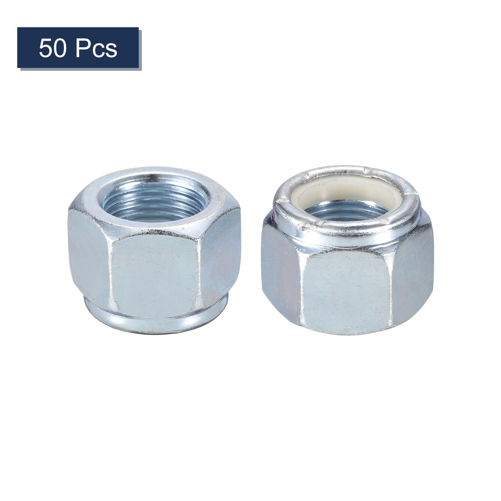 QUARKZMAN 50Pcsess Con Insertos Nylon 7/8"-14, Seguridad Acero Con Insertos Nylon Fijadores Industriales Blanco&Blanco