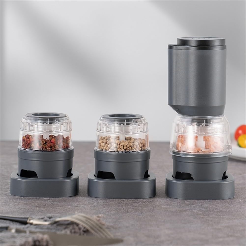 Elektrische Pfeffermühle Wiederaufladbar mit Einstellbarer Körnung - USB Salz und Gewürzmühle 1300mAh für Küche & Grill(White)