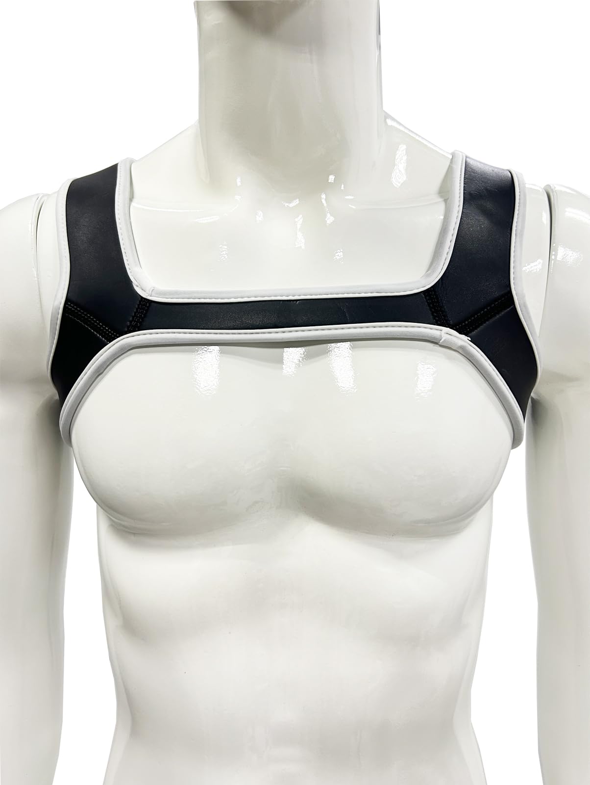 Harnais de poitrine en néoprène effet mouillé pour homme - Body gilet clubwear