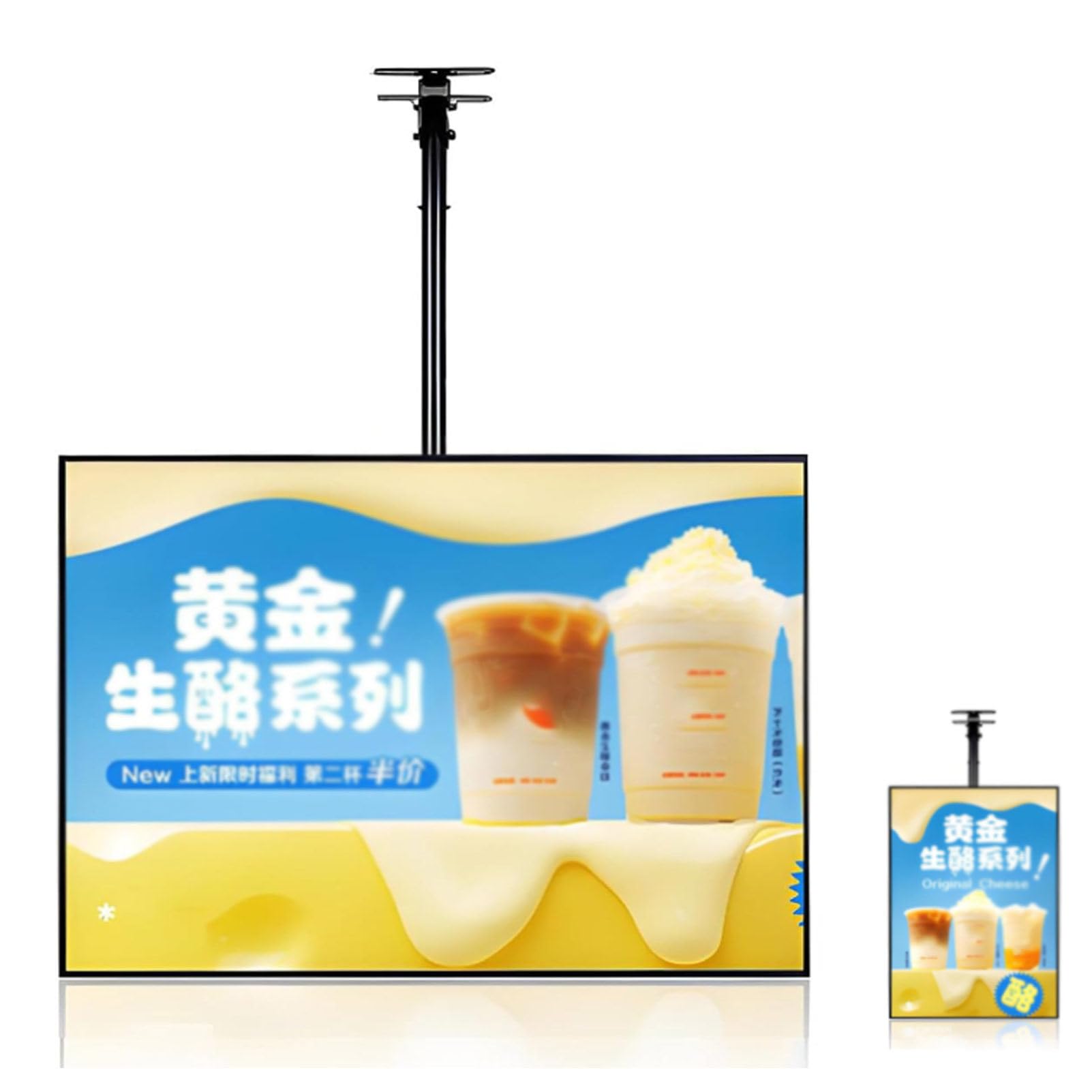 Letrero de pantalla LED, tablero de menú iluminado con brazo telescópico ajustable, marco ultrafino, tablero de luz publicitario montado en la pared para restaurantes y tiendas minoristas