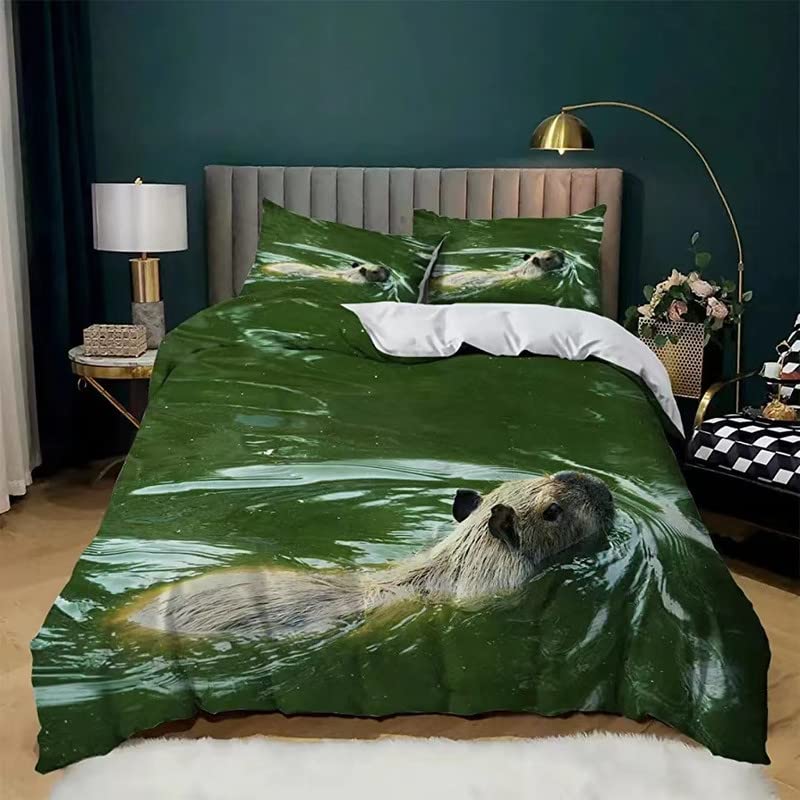 Housse de couette 140x200 tigre en microfibre 110g avec ses deux taies d'oreiller