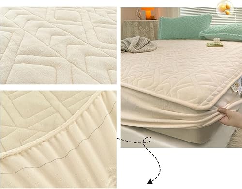 Miniatura 9 de Protectores de colchón sábana bajera de bolsillo profundo, sábana gruesa para otoñoinvierno, adecuada para colchones de 5 a 11.0 in (color verde,