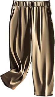 Pantalones de satén de seda sueltos de verano para mujer, color liso