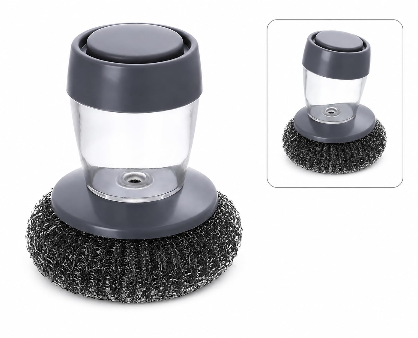 Soap Dispenser Dish Scrubber - Bartan Saf Karne Wala Brush - Kadhai, Sink, Plate, Cooker, Stove - Kitchen Cleaning Tool (Grey)-image-15