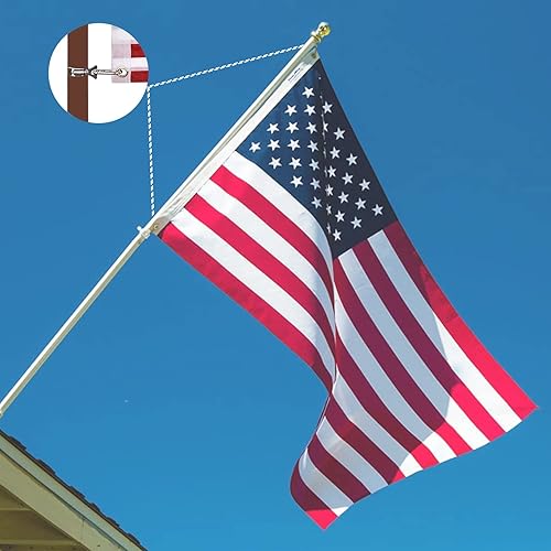 Miniatura 6 de Clips de bandera de látigo con abrazadera de mosquetón, clips de bandera para exterior, clips de poste de bandera de acero inoxidable para asta de