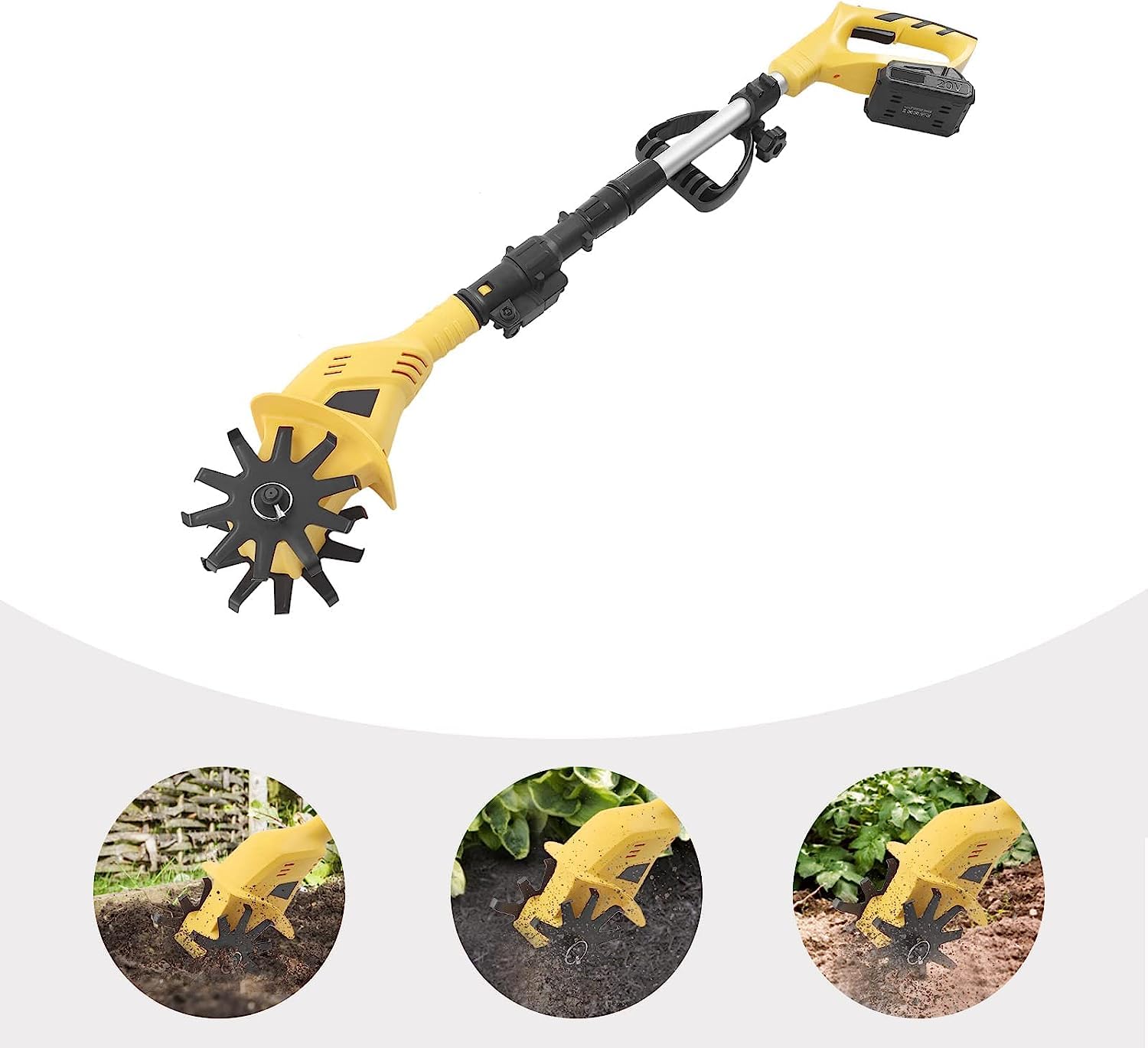 Coltivatore portatile alimentato a batteria, strumento da giardino senza fili per fattoria, parco, giardino - Motocoltivatore elettrico per la rotazione del suolo, aratro per erbacce