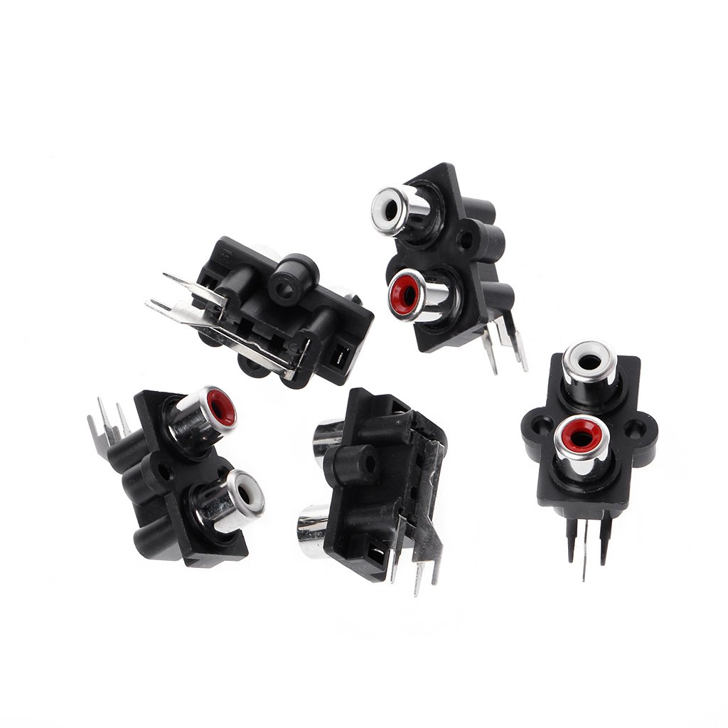 caralin 5 Pcs PCB Mount 2 Position Stereo o Video k Female Connector Plastic + Metal