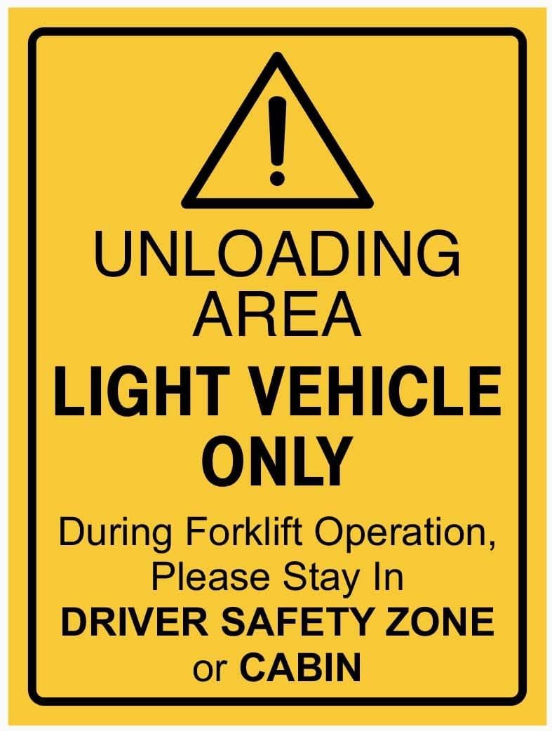 Caution UNLOADING Area Light Vehicle ONLY Rust Free Aluminum Tin Sign - Workplace Decor with Pre-Drilled Holes for Industrial/Commercial Site - 8x12 Inch​