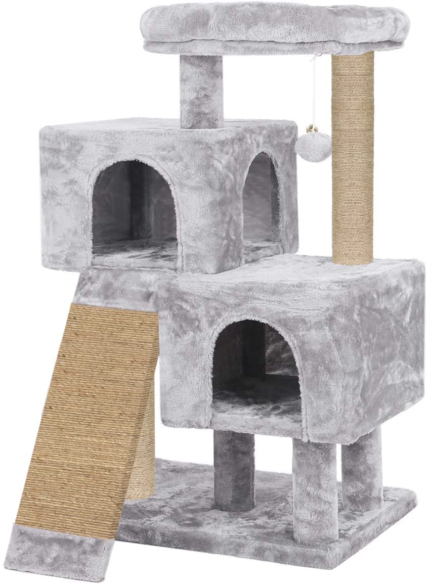 Furrlovers Scratching Posts Kitten Cat Tree - Ladder | Pompom Ball | Fur Fabric | Condo Houses | Jute Rope (Height 35 Inch) (Grey) (B0D5CWS467) Amazon Price History, Amazon Price Tracker