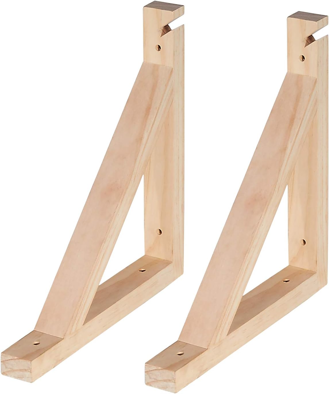 2 Pack 10 Inch Triangle Wood Shelf Bracket Wall Mount - Hand Made Wall Sconce Pendent Lamp Hanging Kit, Decorative Smooth Nature Wood Brace Wooden Floating Shelf Supports Include Mounting Screw