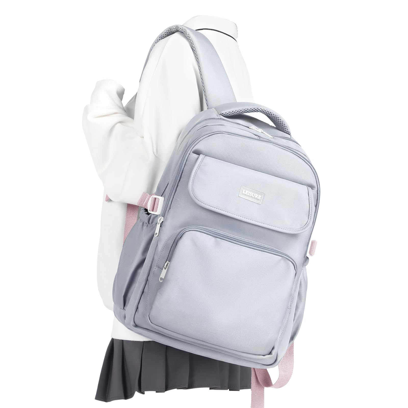 WEPOET Cute Middle School Backpack For Teen Girls,Waterproof Casual Bookbags,Lightweight Travel Daypack,Basic Laptop College Backpack For Women(grey