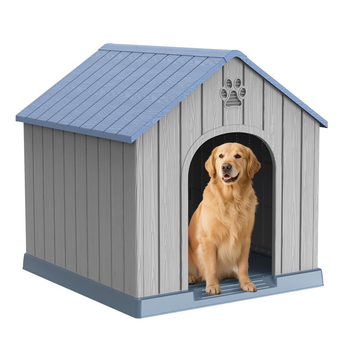 Dog House Outdoor Indoor Dog Kennel Weatherproof Resin Shelter Air