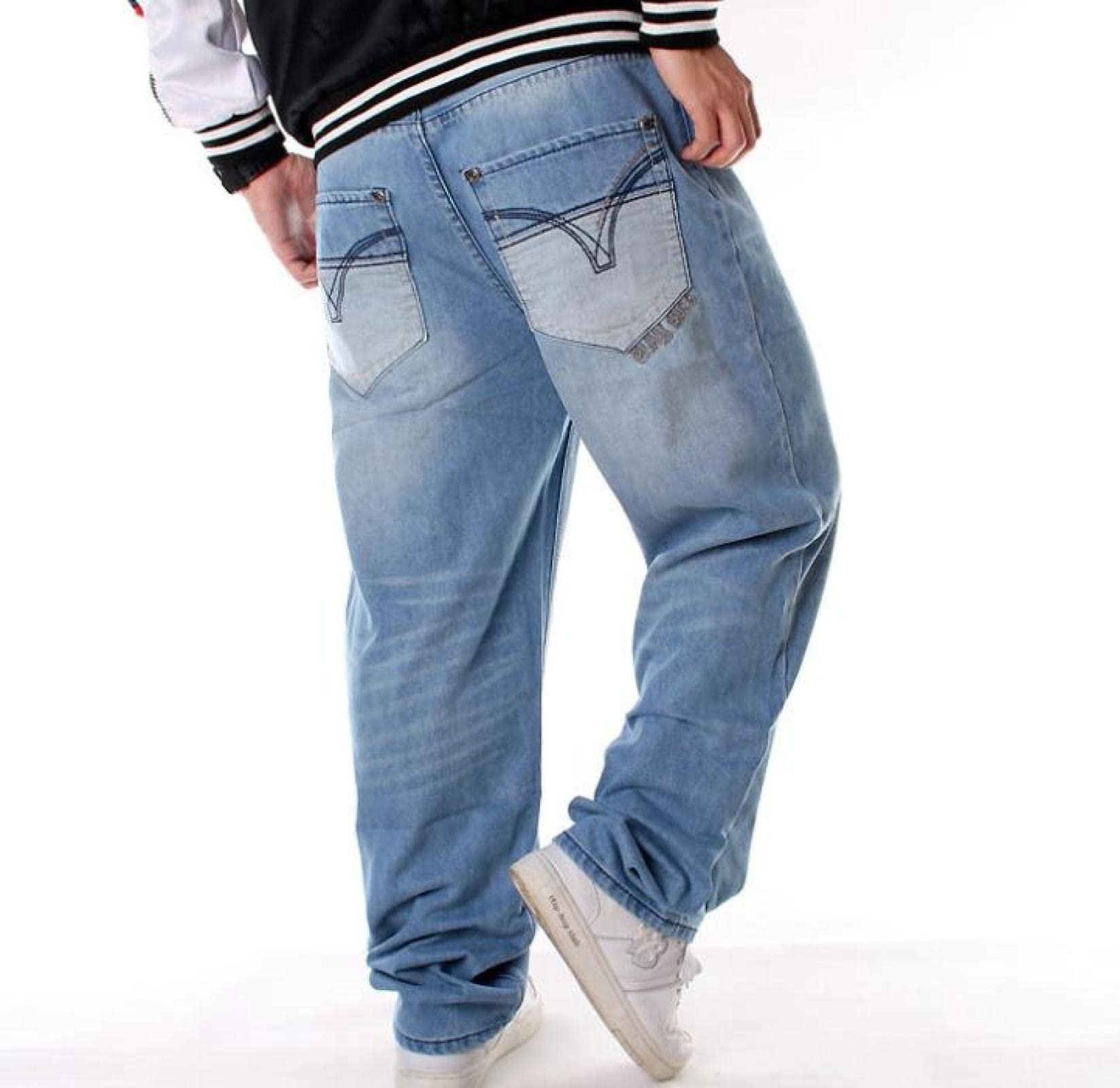 Dżinsy męskie spodnie na co dzień luźne plus size męskie dżinsy workowate spodnie na deskorolkę hiphop mężczyźni chłopcy wiele kieszeni denim hip hop rapy spodnie cztery pory roku