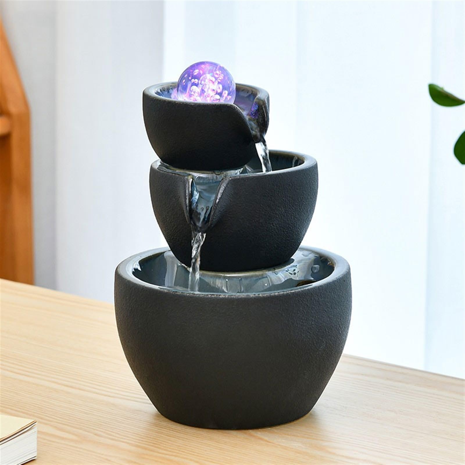 Fuente de Interior Fuente de circulación de cerámica pequeña for Mesa de Centro, Fuente de Agua de Escritorio, Adornos de Feng Shui for Sala de Estar, Entrada de Oficina Fuente de Mesa