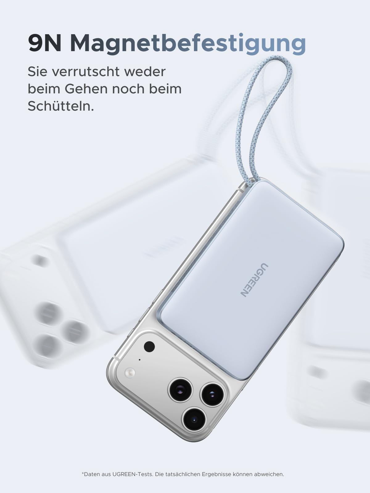 UGREEN MagFlow 10000mAh Qi2 25W Powerbank Magsafe mit USB-C 30W, (Blau) | Qi2 Zertifiziert, Integriertes Kabel, LED-Bildschirm, für iPhone 17-12, Temperaturschutz, für Reisen und den Weg zur Arbeit