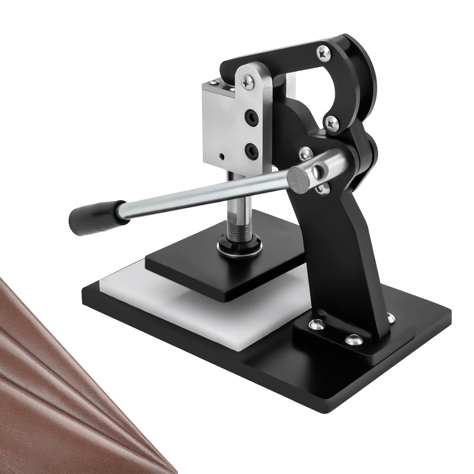 Macchina Manuale per Il Taglio della Pelle - Fustellatrice Manuale per goffratura e stampaggio di Pelle, Silicone, Gomma e Carta - Include tampone per lavorazioni di precisione