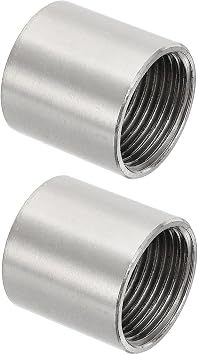 PATIKIL 304 Stainless Steel Pipe Coupling 2 Pcs, 1" x 1" Female BSP Thread Straight Coupling Connectors Adapter Cast Pipe Fitting for Pump Accessories, Silver