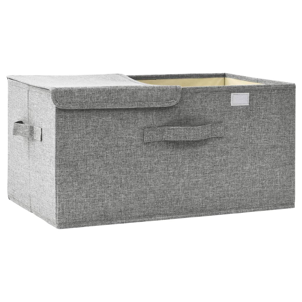 Caja de almacenamiento de tela gris 50 x 30 x 25 cm con 2 compartimentos, plegable, práctico organizador de armario y cajones para almacenamiento y organización