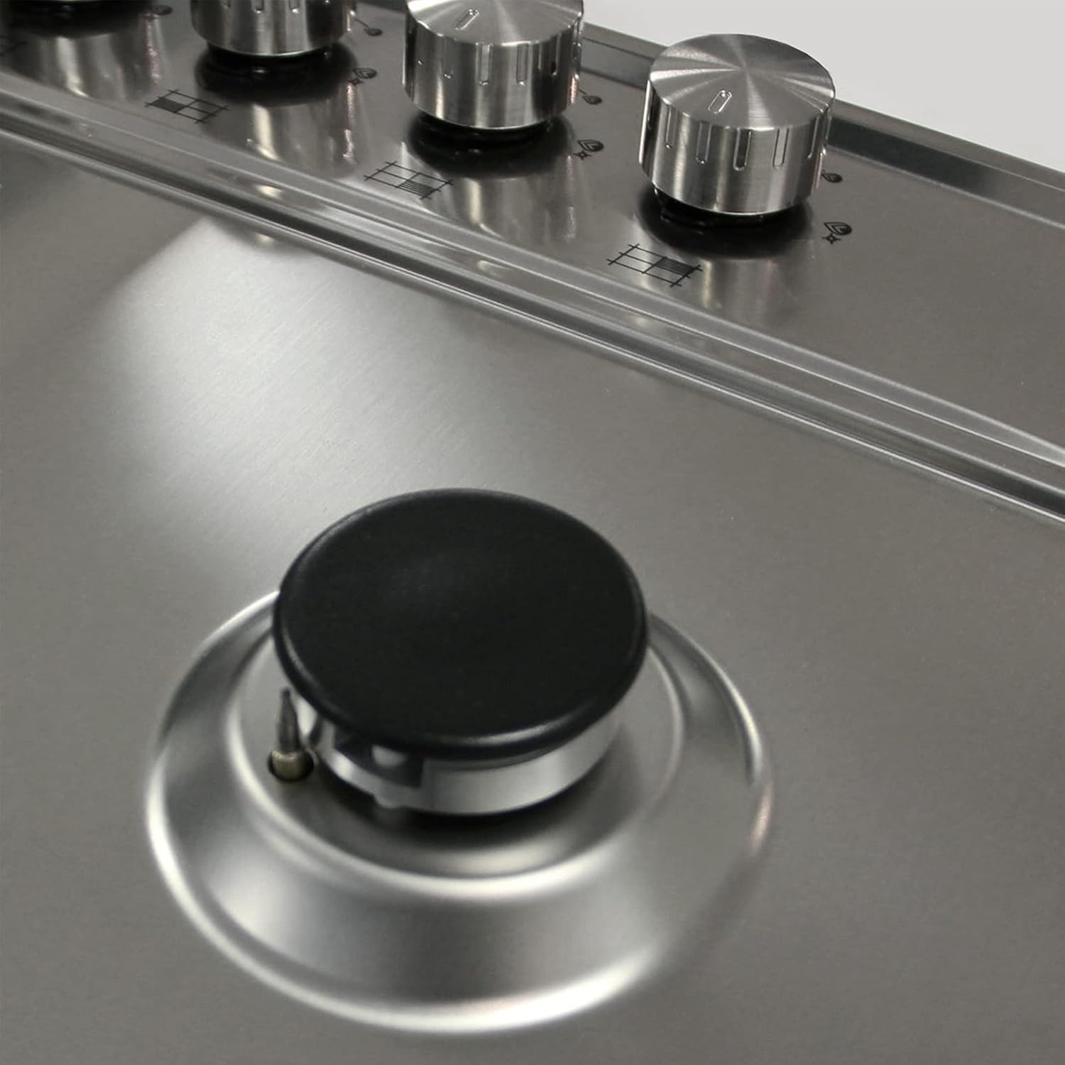 Close-up of Glem Gas hob control knobs