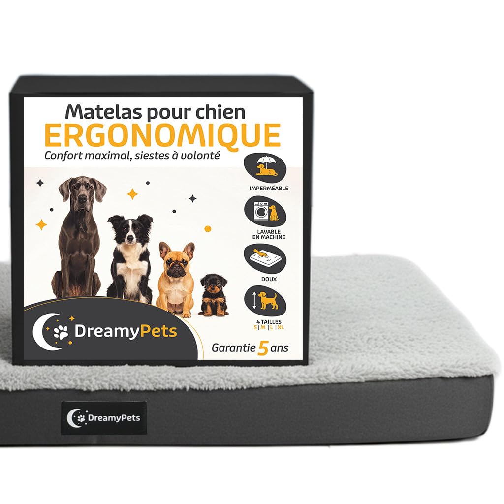 SWEET NIGHT Panier pour Chien Imperméable Déhoussable Lavable Orthopédique 104x69 cm Gris