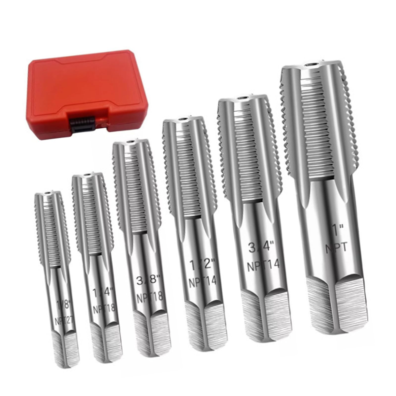National Pipe - Set di 6 maschi per filettare a mano in acciaio al carbonio per riparazione di filettature, con valigetta, strumento di rimozione dei bulloni