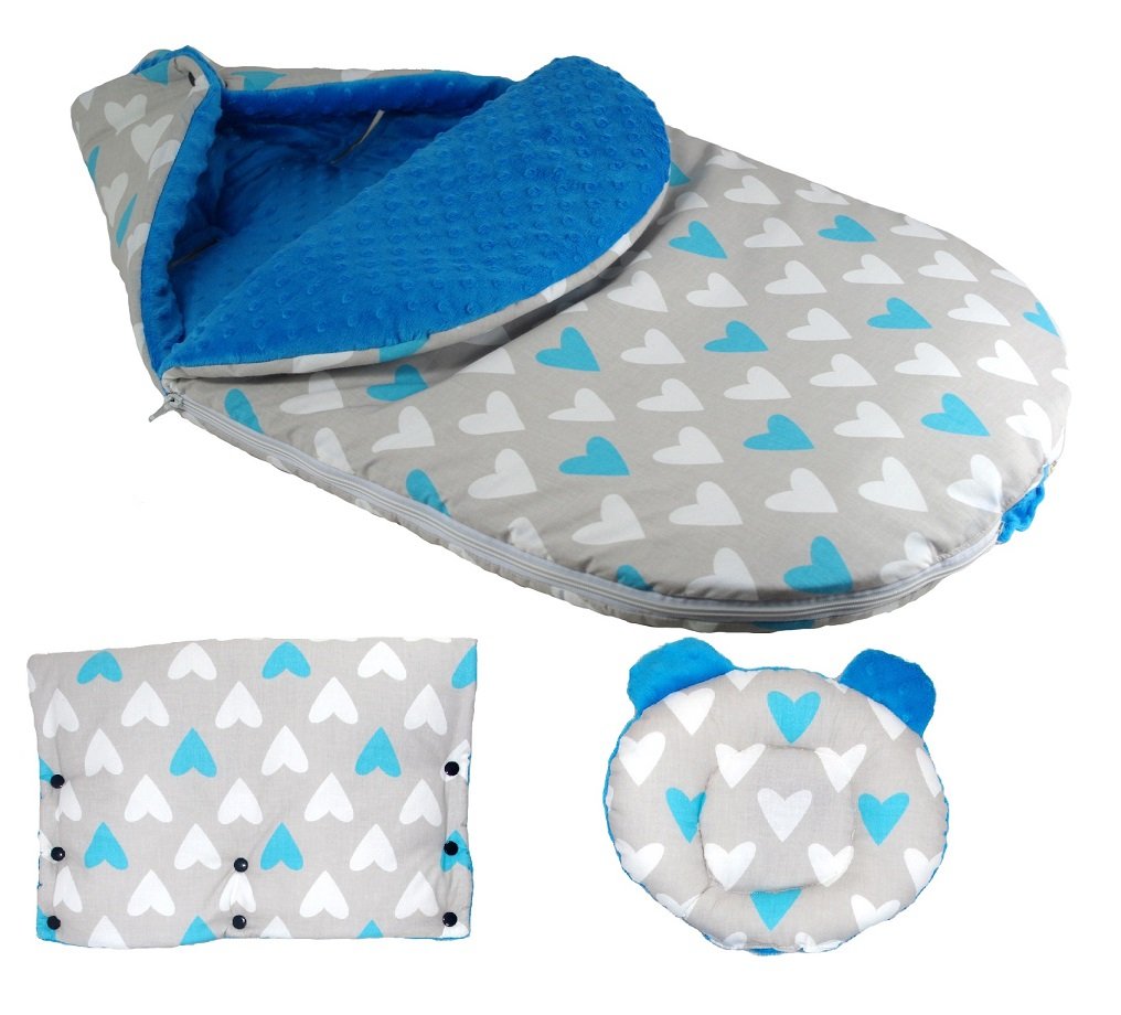 Ensemble 3 housses de poussette bébé matelassées incluant couvre-jambes, chauffe-mains et coussin de landau