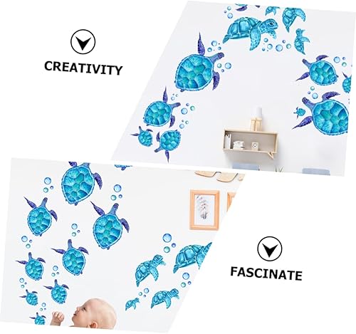 Miniatura 5 de ifundom Decoración de la habitación de los niños, 4 juegos de calcomanías de pared de tortuga azul, calcomanías a prueba de agua, papel de pared de