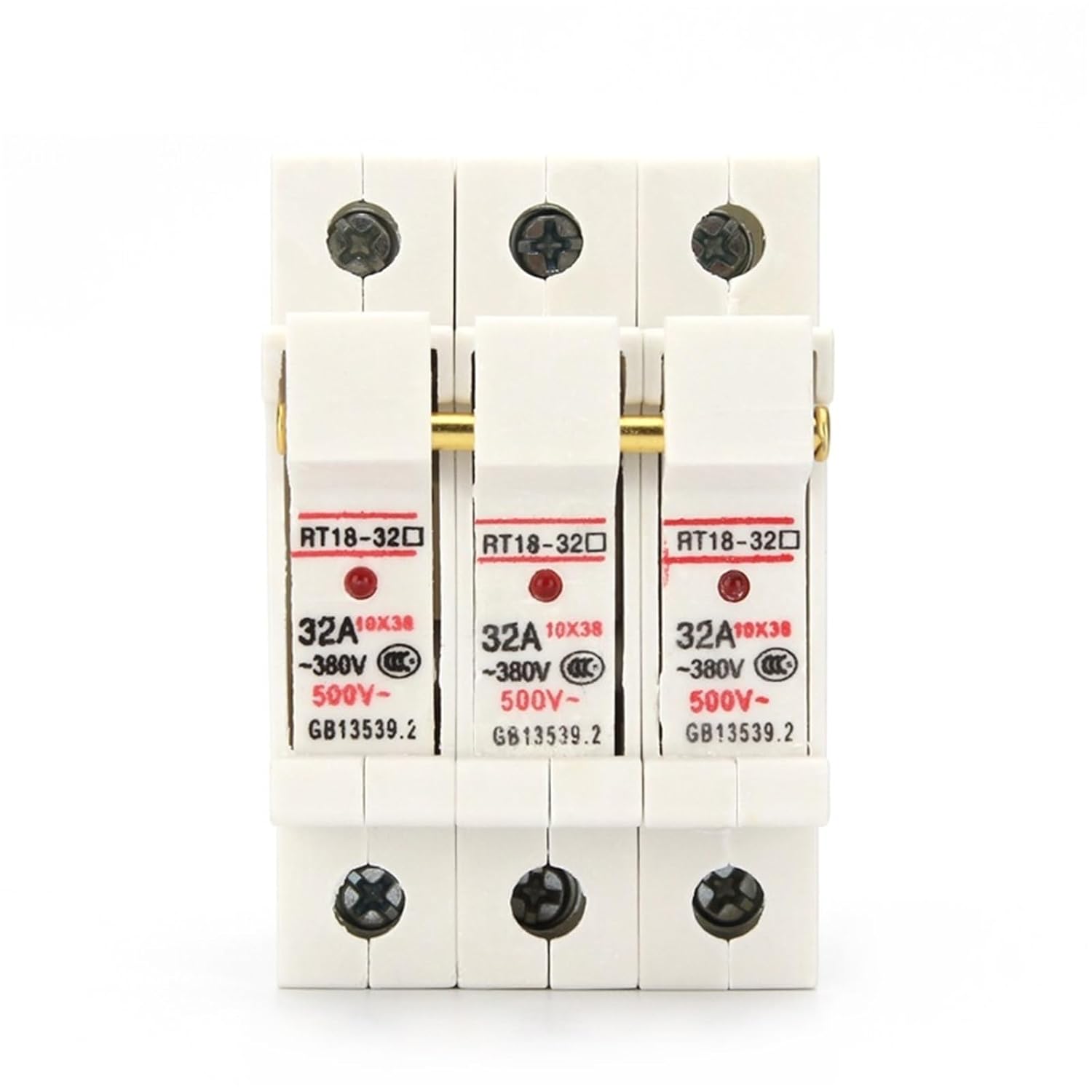 1P 2P 3P 4P RT18-32X AC ~380V Copper Fuse Holder 500V 10x38mm DIN Rail Mounting with Fuse 1Pcs(5A,1P)