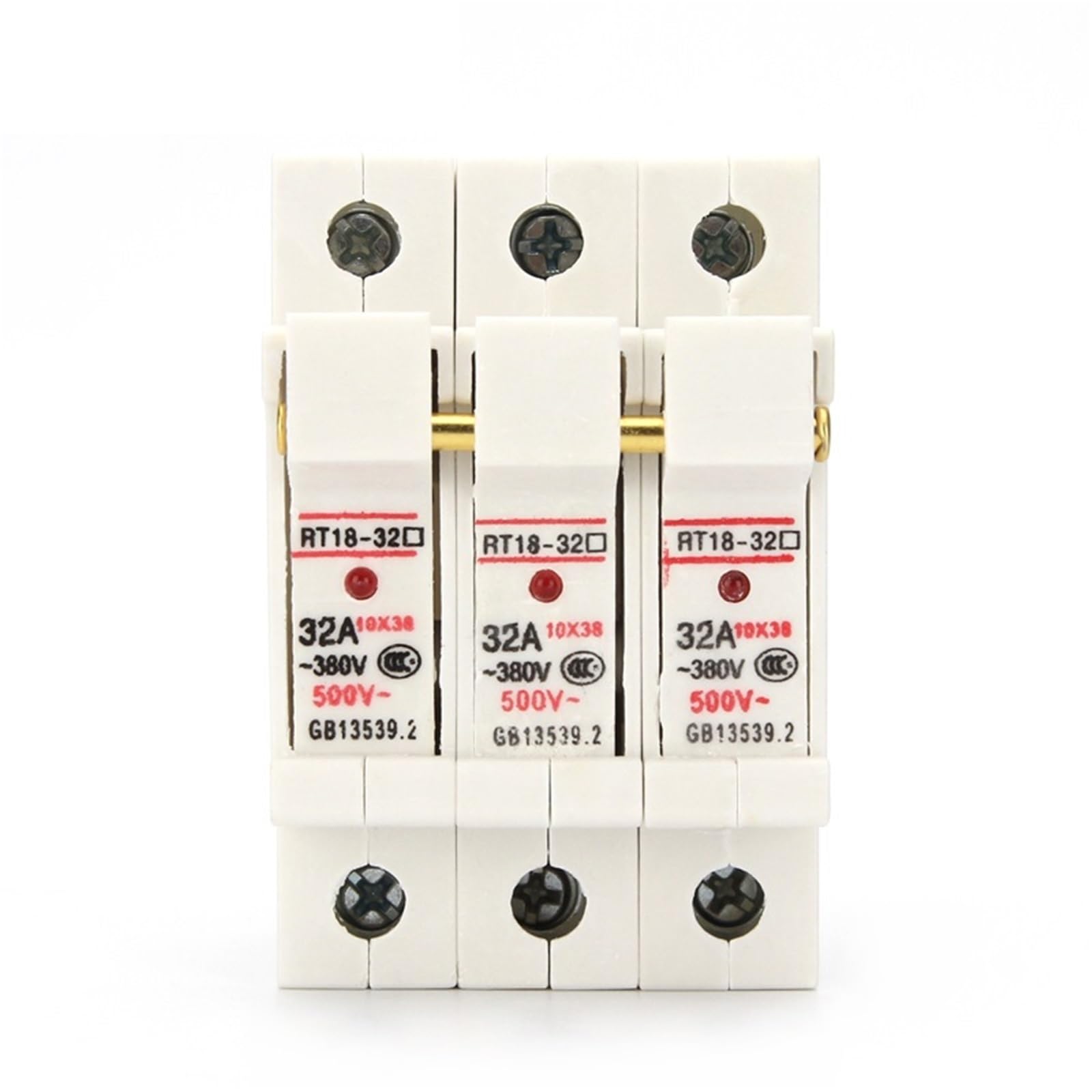 1P 2P 3P 4P RT18-32X AC ~ 380V Porte-fusible en cuivre 500 V 10 x 38 mm Montage sur rail DIN avec fusible 1 pièce (8A, 3P)