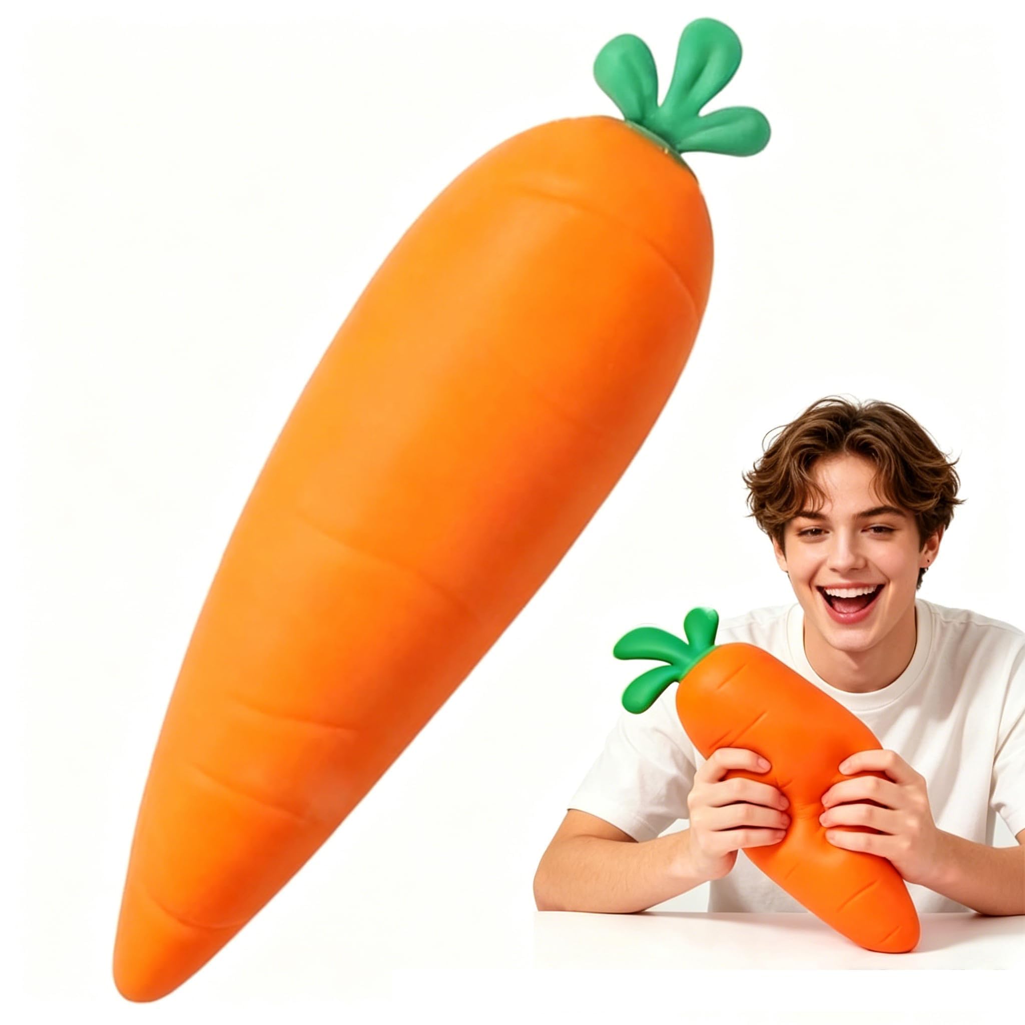13in Giant Carrot Squishy, Big Realistic Jumbo Carrot Stress Ball Slow Rising Stress Cute Fruit Squeeze for Anxiety Stress Party Favors