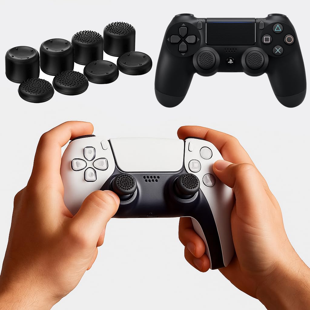 OIVO INDIA 8Pcs Black Silicone FPS Thumb Grip Set (Compatible with PS5,PS4,Nintendo Switch Pro)
