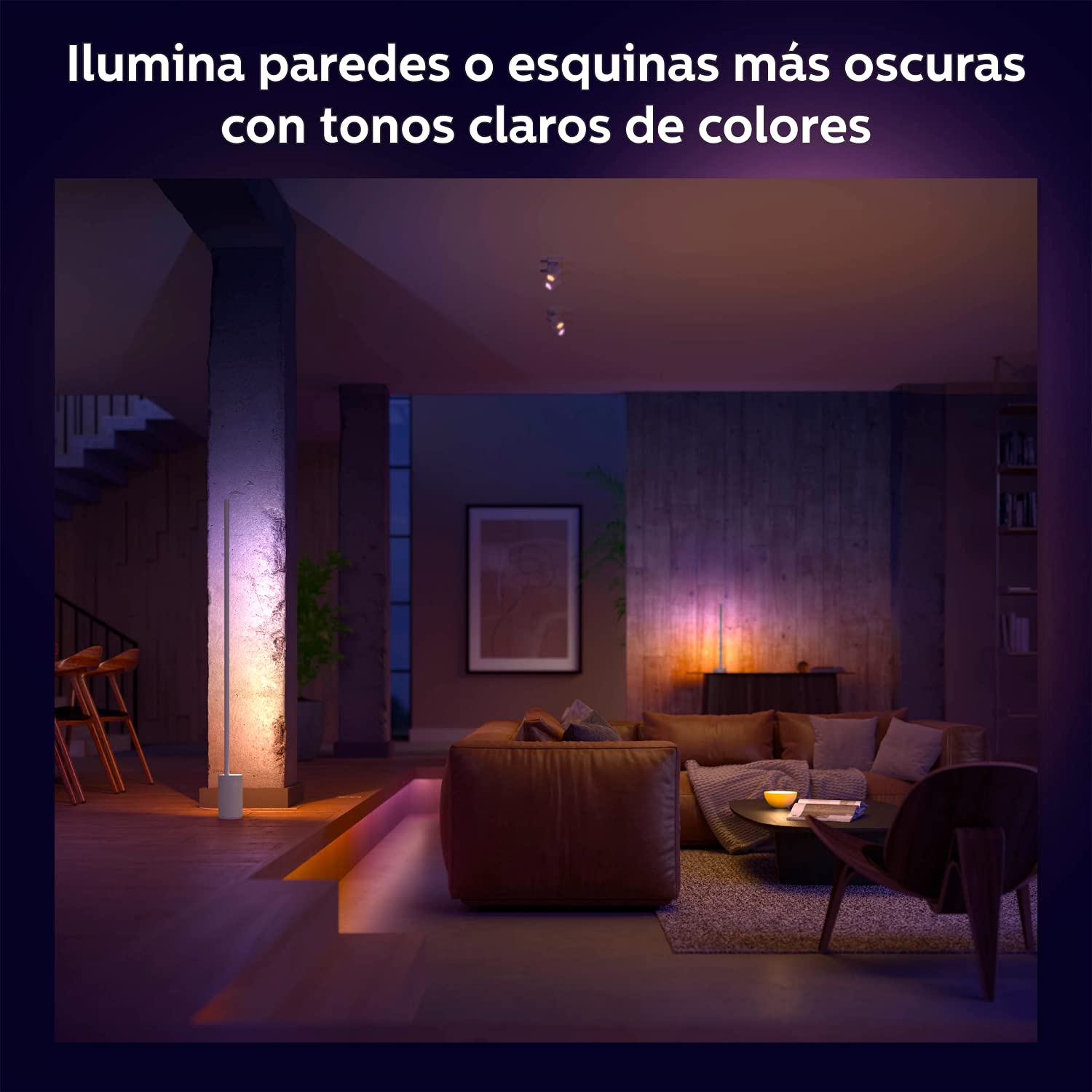 Philips Hue Signe Gradient– Lámpara inteligente, Lámpara de Pie LED Inteligente, Luz Blanca y de Luces de Colores, sistema de iluminación con tira led Compatible con Alexa y Google Home, Color Blanco