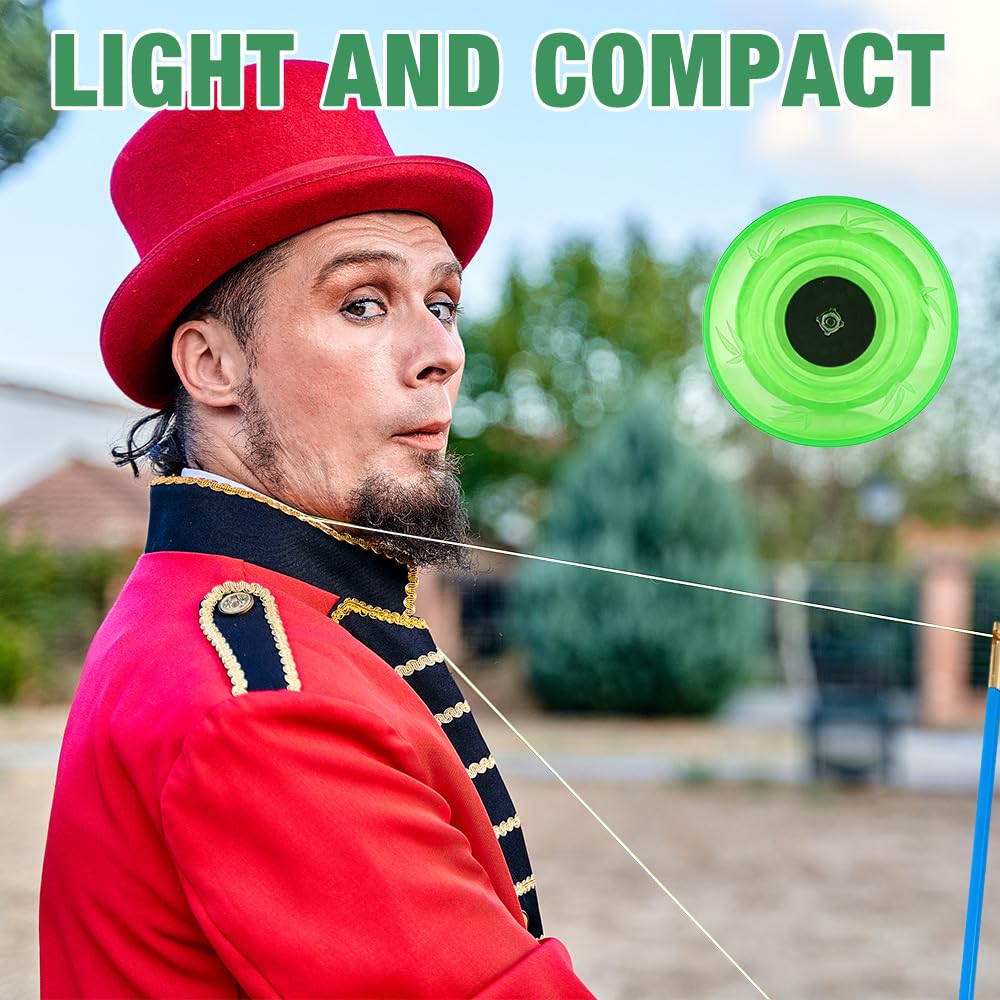 Diabolo Freiläufer mit Kugellager, LED Diabolo mit 3 Farben Blinkendes, Dreifache Lagerung Set mit Ersatzseil 10m, Netzbeutel und Profi-Stange, Dreifachlager für Erwachsene (Grün)