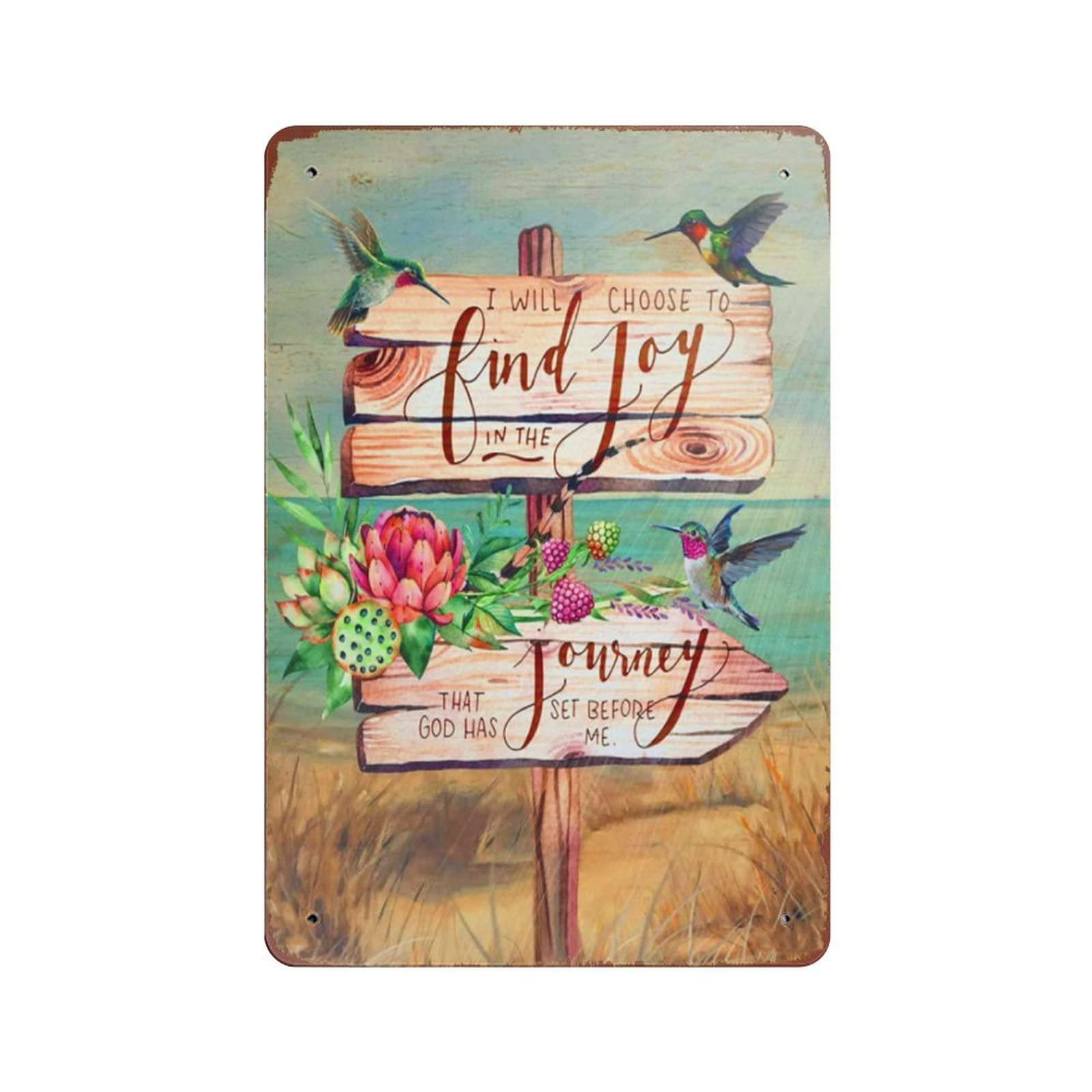 AOOEDM Bird I Will Choose to Find Joy in The Journey Vintage Metal Tin Sign for Home Coffee Shop Office Wall Art Metal Poster Garage Decor Man Cave Sign Inspirational Quote Wall Decor