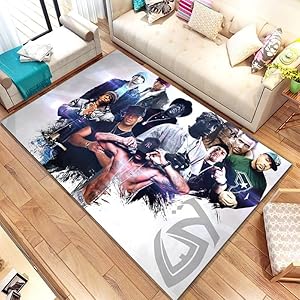 Hiphop Muziek Sterren Rechthoekig Bedrukt Patroon Met Antislip Vloerkleed Baby Speeltuin Kruipende Vloer Yogamat Woonkamer Tapijt 60X90Cm