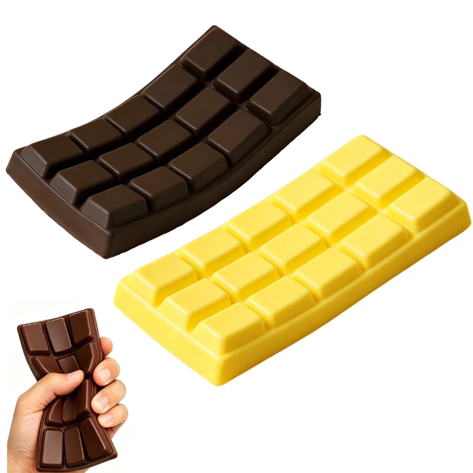 2 PCS Chocolate Squishy Fidget Desktop Ornament, Desk Relief for Office Workers and Students, Portable Relaxation Tools for Home and Travel, Butter Squishy for Tension Management