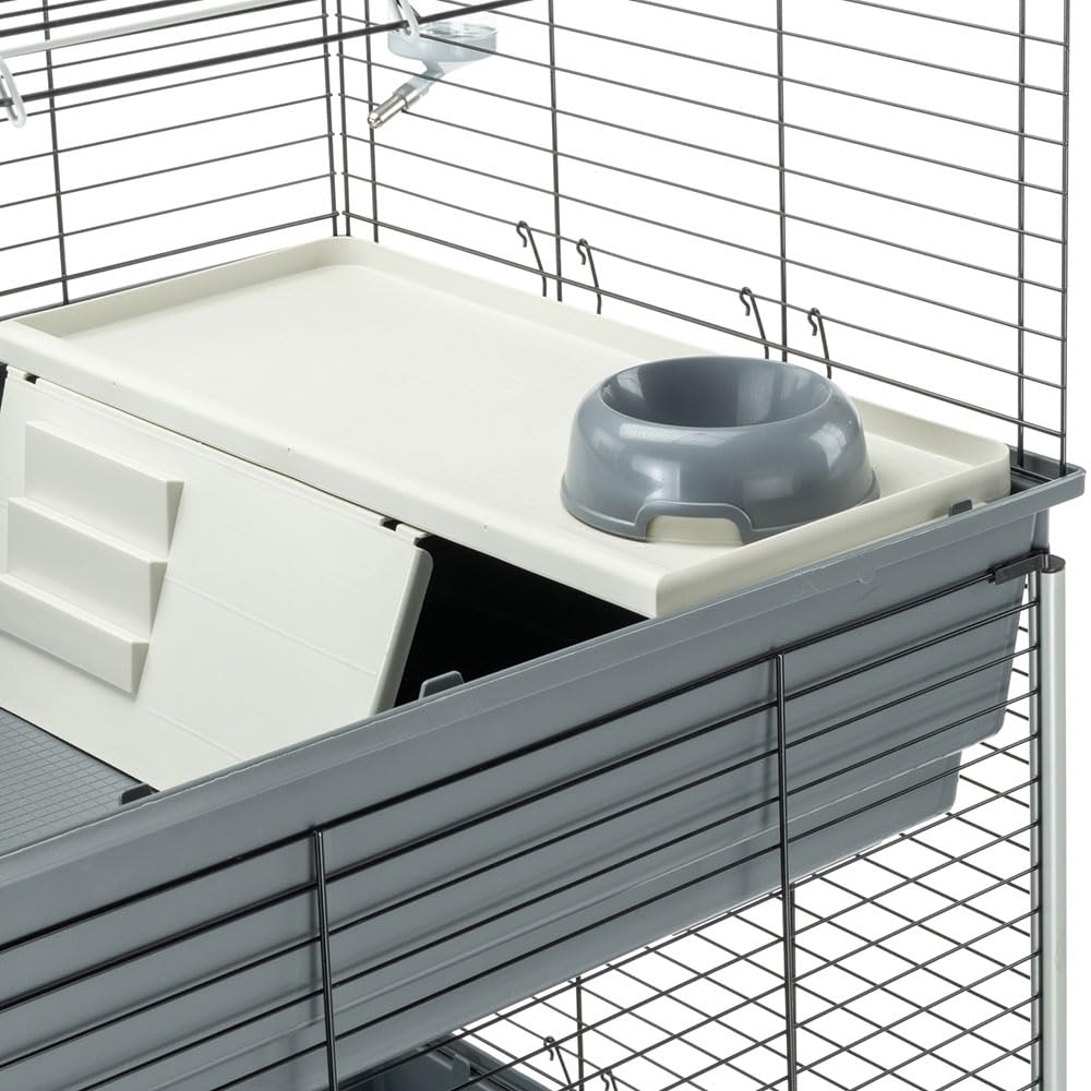 Ferplast Gabbia per Conigli Rabbit 120 TRIS, Lato Frontale Apribile, Supporto e Accessori Inclusi