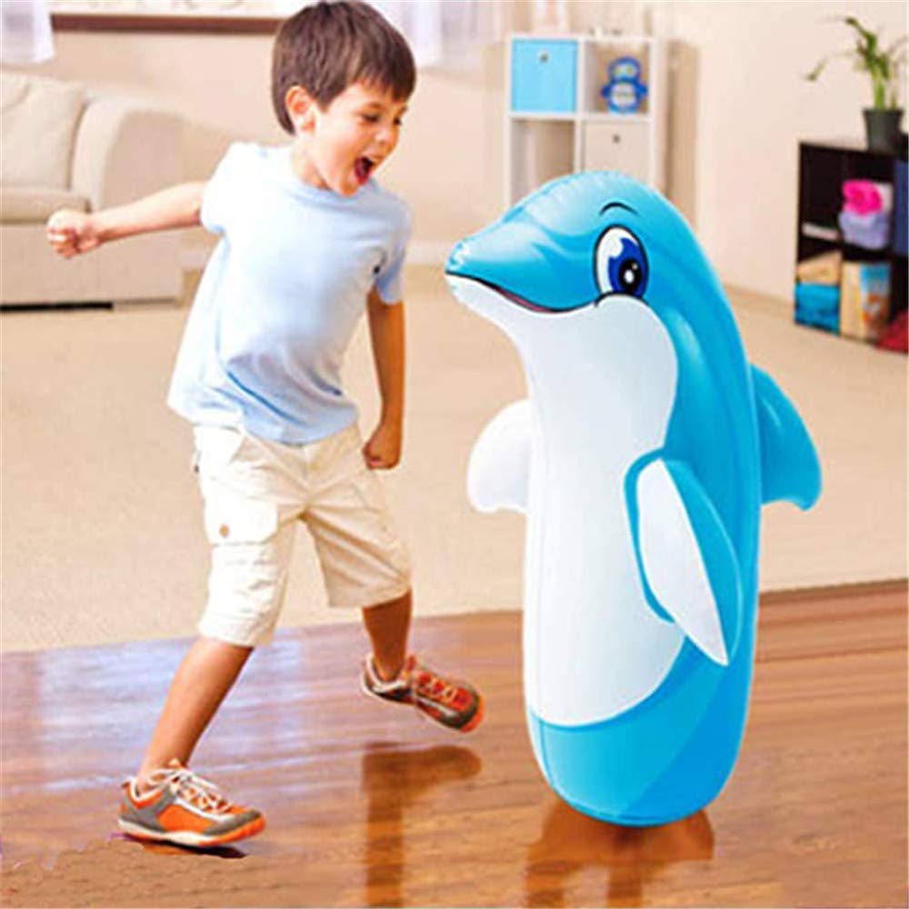Sacco da Boxe Gonfiabile del Delfino, Delfino Gonfiabile di Esplosione della Borsa 3D Bop, per i Bambini Adolescenti Adulti Che allevia Il Body Building di Pressione