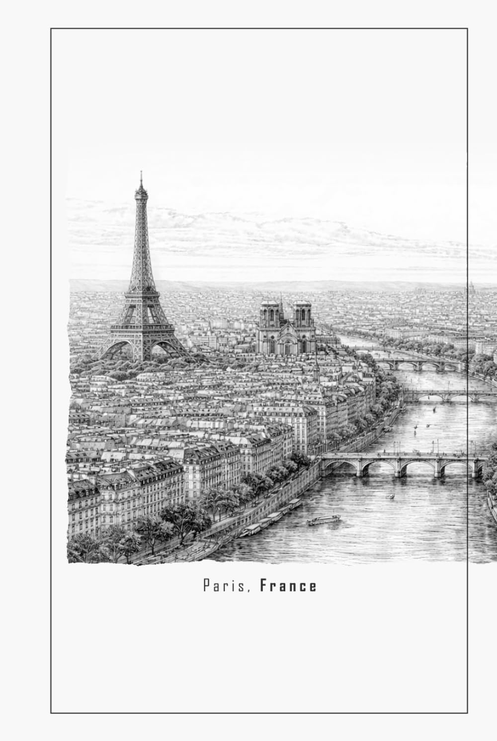 Carnet de croquis A5 Paris à couverture rigide et papier blanc premium