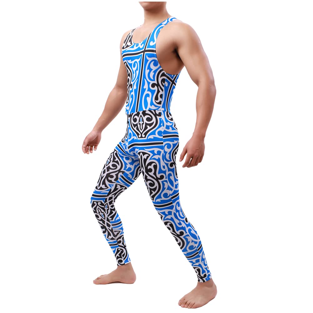 Herren Mode Gedruckt Ein Stück Bodysuit Wrestling Singlet Athletische Leotard Gym Sportswear Undershirt Vest Top
