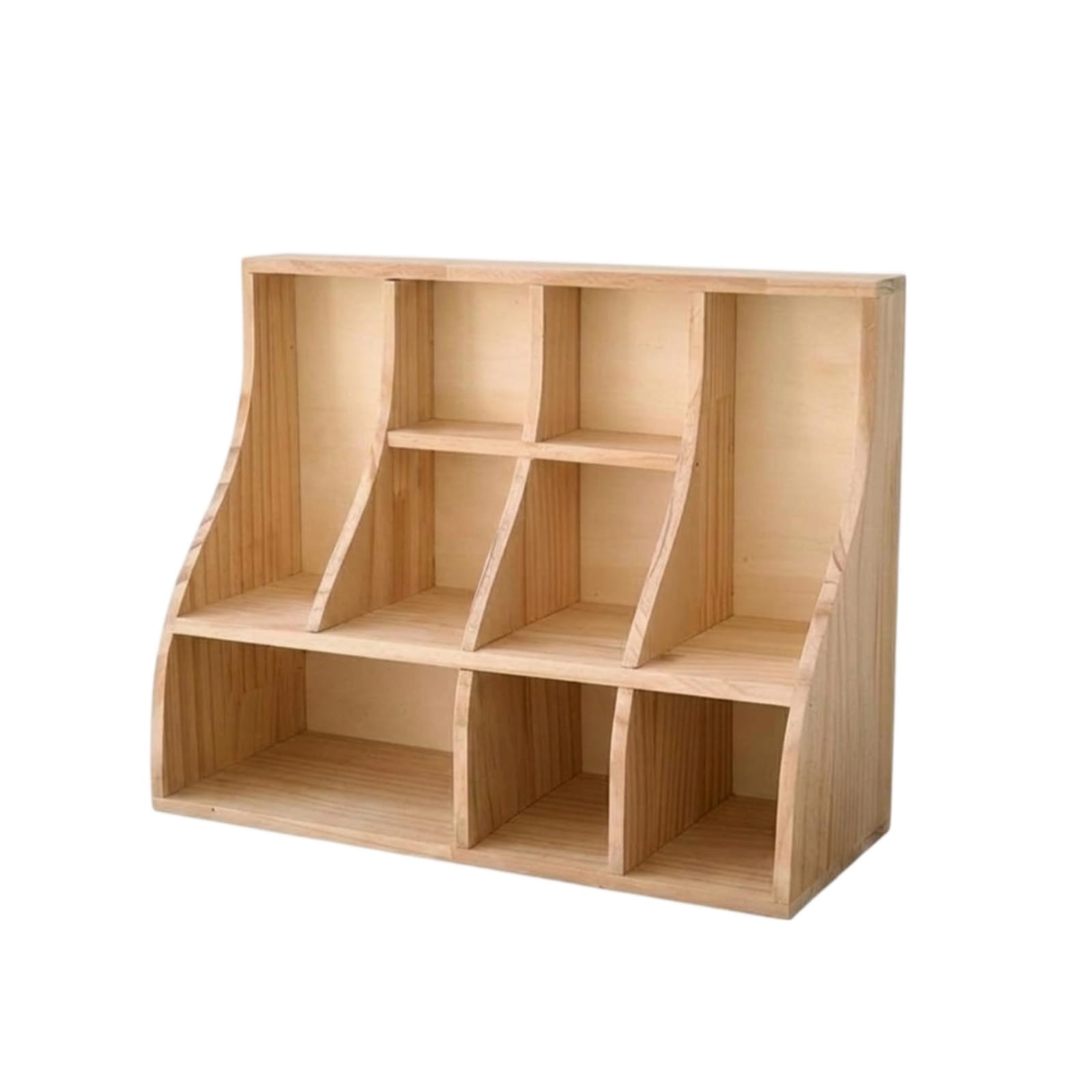 Organizzatore da Scrivania in Legno Divisori Curvi Organizer Scrivania Ripiani Verticale Arredo, Legno Naturale