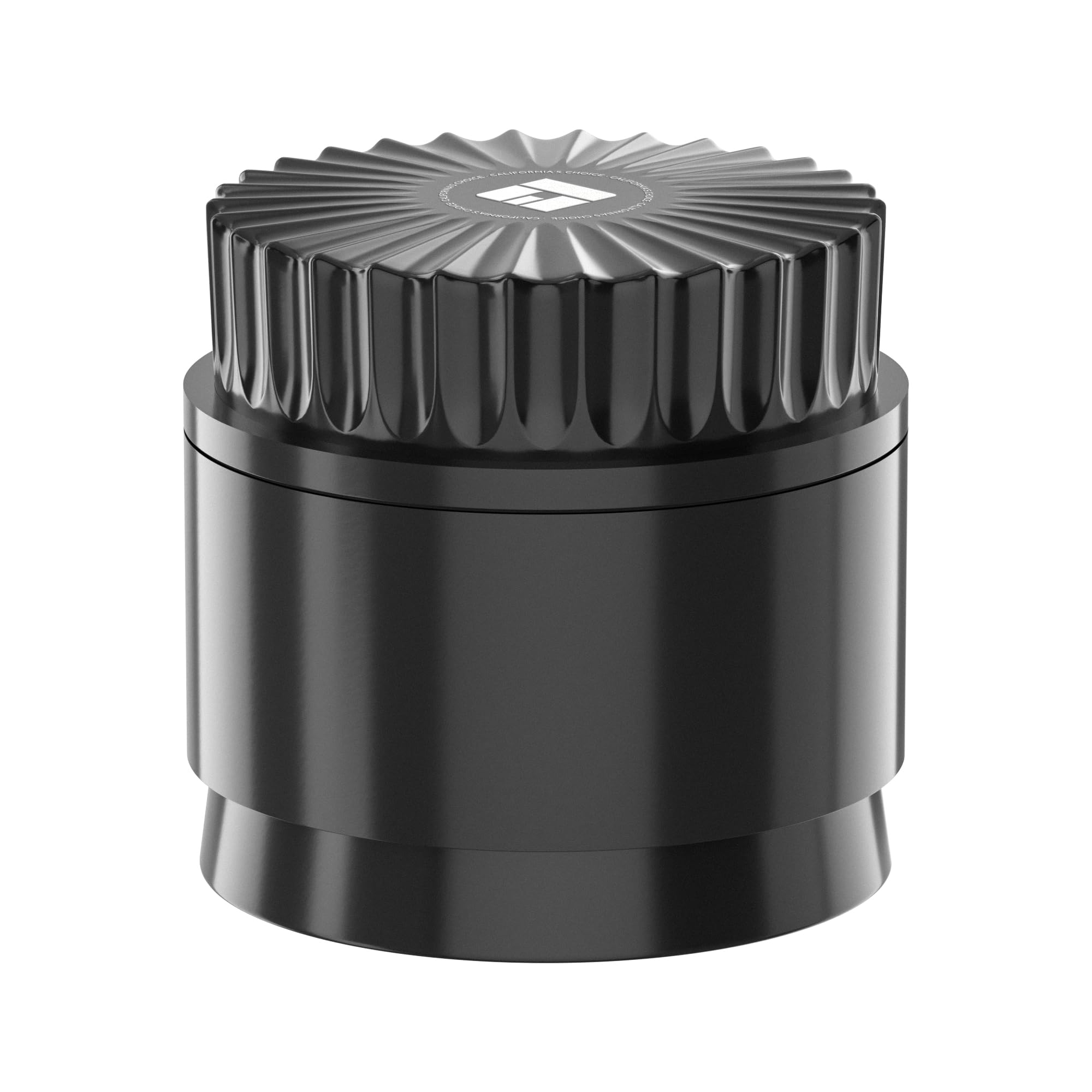 Premium Toothless Ceramic Grinder Calabasas Schwarz | Zahnlos | Nano-Keramik Beschichtung | 5 – teilig | Blüten (Flower) Mühle (Mill) | Inkl. Storage Deckel & Feinsieb (Schwarz) | California's Choice