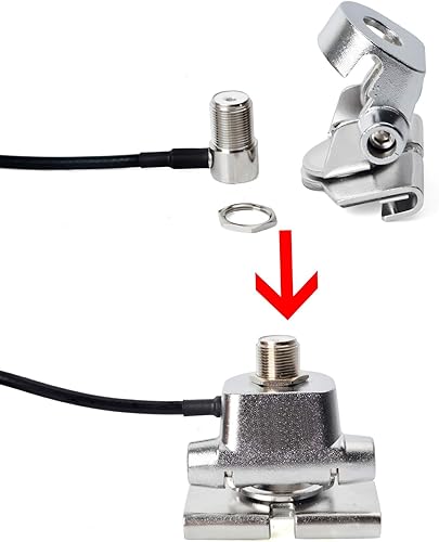 Miniatura 6 de HYS Soporte para antena de radio móvil, clip de base, tapa de tronco, soporte Hatchback con conector SO239 a PL-259, 16.4 pies de cable coaxial RG-58