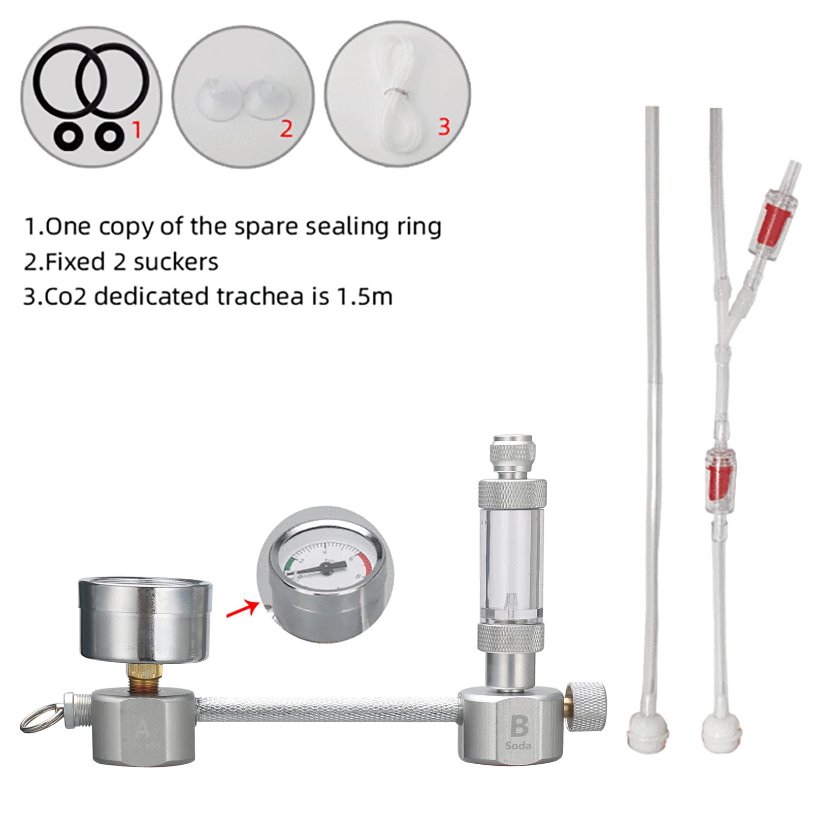 CO2 Aquarium-Set, CO2-Generator-System, CO2-Generator, Kohlendioxid-Reaktor für Aquarienpflanzen, Aquarium-Kit, Bollenzähler mit Rückschlagventil