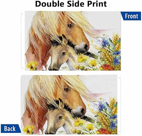 Miniatura 3 de Yekiua Bandera de caballo potro de 3 x 5 pies para exteriores, flores de prado, acuarela, de alta calidad, más fuerte, de larga duración, color vivo