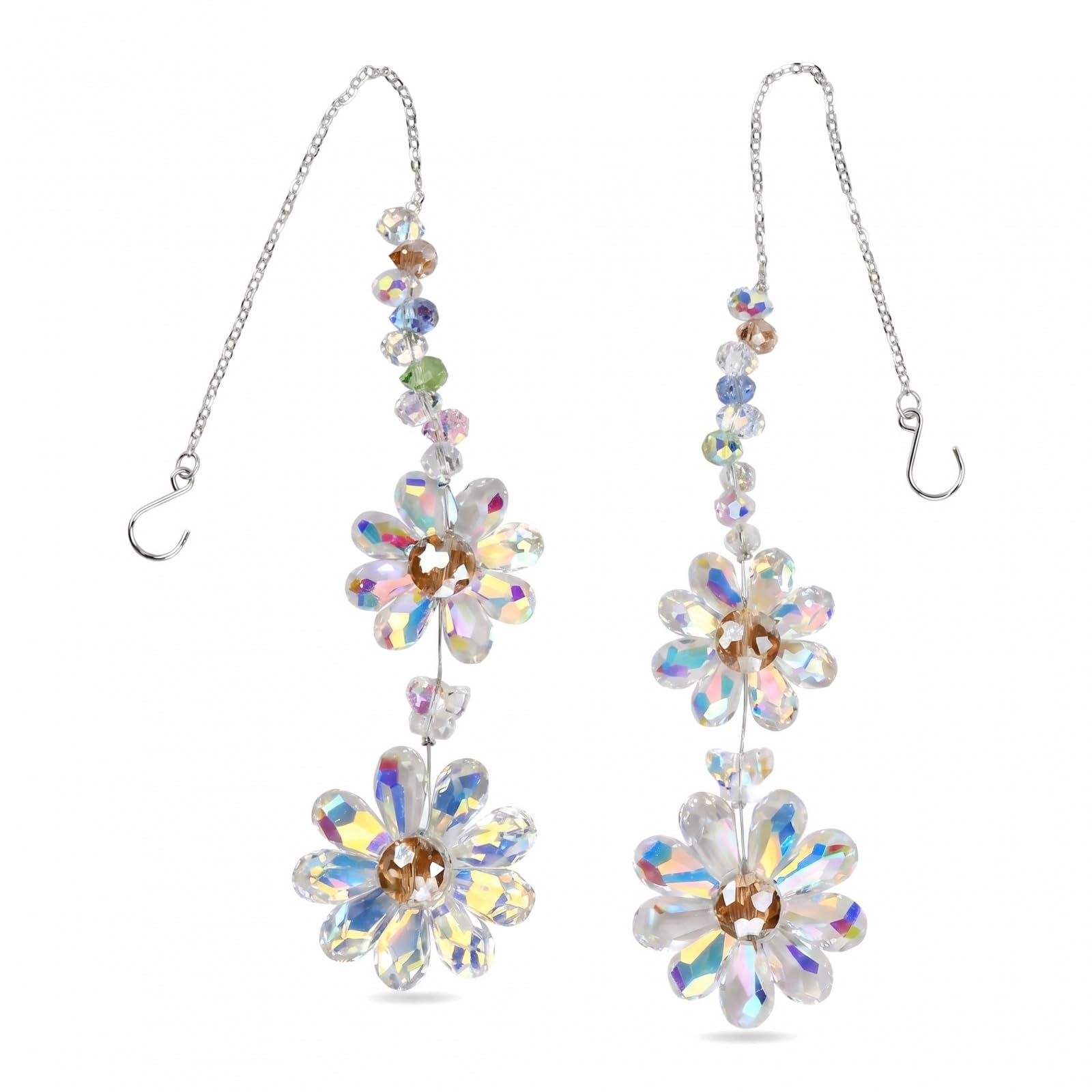 SOLVIO 2 Pieces Crystal Suncatcher for Windows, Colorful Maker Sun Catcher Hanging Crystals Ornaments, Stained Glass Window Decor for Home Garden Patio, Gifts for Women