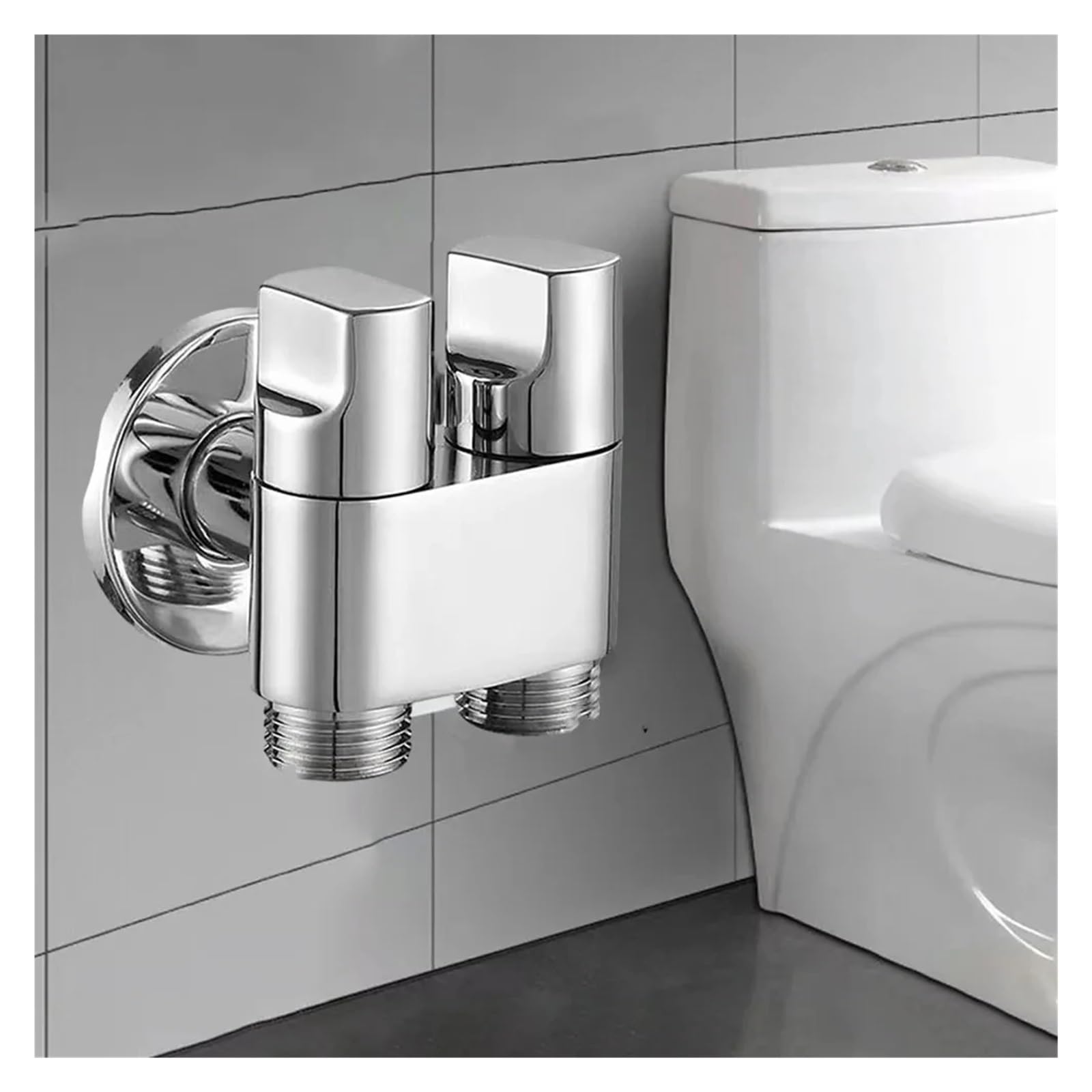 Rubinetto for Lavatrice a Doppio Controllo Rubinetto for Lavatrice con interfaccia a Punto valvola Triangolare for WC(Silver)