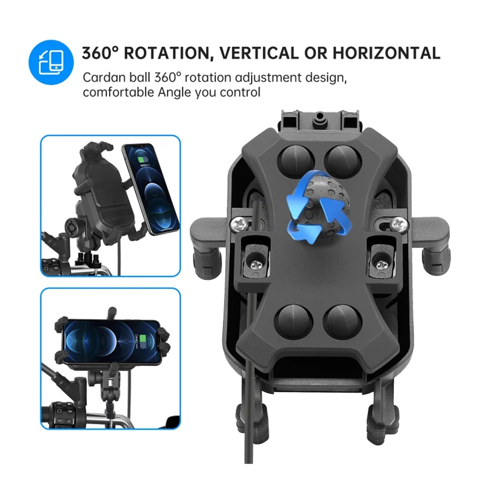 Telephone Moto Rotation Support De Téléphone pour Moto Support Rapide Antivol pour Smartphone Support De Téléphone Portable Accessoires Décoratifs Porte Téléphone Vélo(Handlebar)