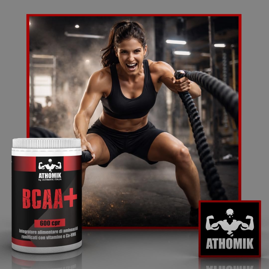 Athomik by Ultimate Italia - BCAA + 600 cpr - Integratore alimentare di aminoacidi ramificati con vitamine e Ca-HMB